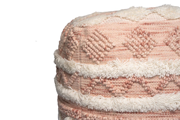 Pouf Hocker handgefertigt Rosa / Creme Quadrat 50 cm
