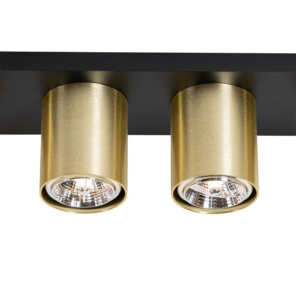 Moderner Deckenstrahler schwarz mit Gold 4-flammig – Tubo