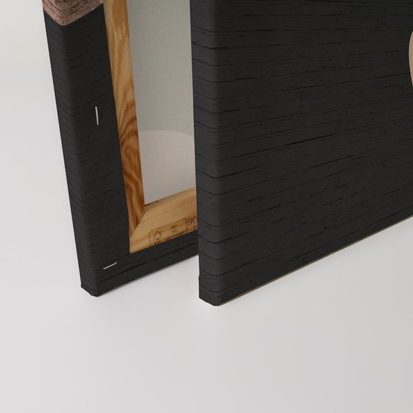 Detailansicht einer Leinwand mit Holzrahmen