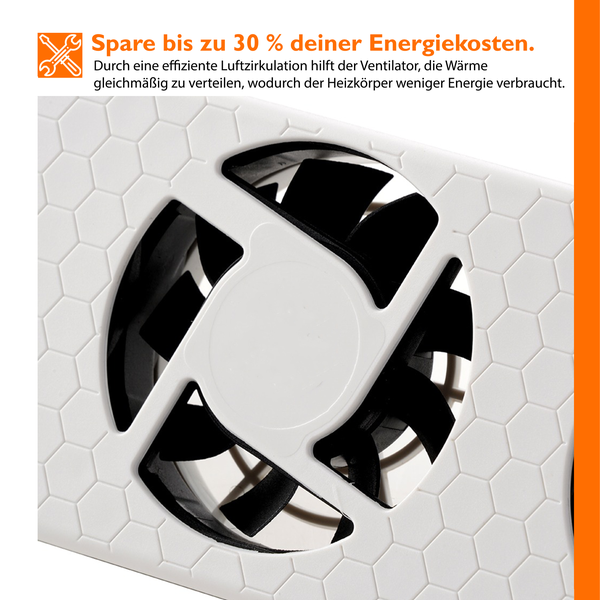 Simple Fix Heizkörper Ventilator - Energieeffizient, Erwärmt deinen Raum doppelt so schnell, Bis zu 30 % Energieeinsparung - Flüsterleise, Einfach zu montierender Heizungsventilator - 1 Stuck