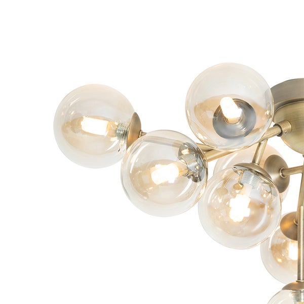 Moderne Deckenleuchte Bronze mit Bernsteinglas 12 Lichter - Bianca