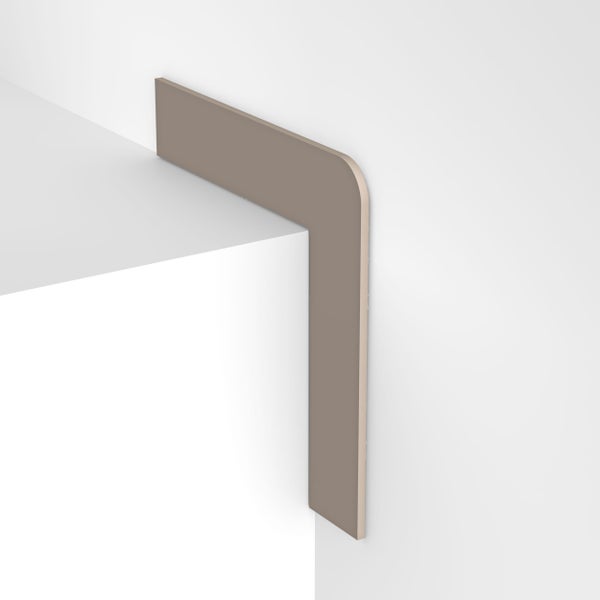 Winkelprofil in Taupe aus Aluminium für Treppenkanten oder Wandecken mit abgerundeter Außenkante.