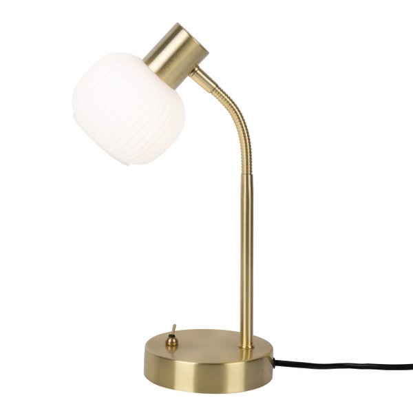 Schreibtischlampe mit Schirm aus Glas und flexiblem Arm