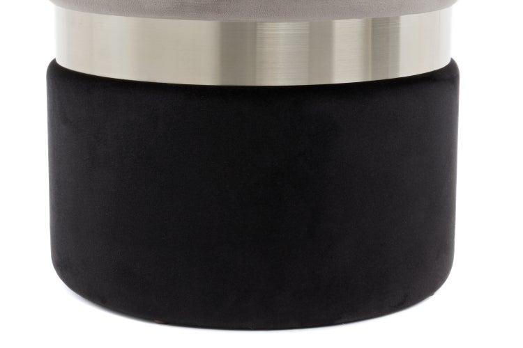 Hocker, 2er-Set gepolstert mit Stauraum Grau / Silber / Schwarz Rund Ø 31,5 / 36 cm