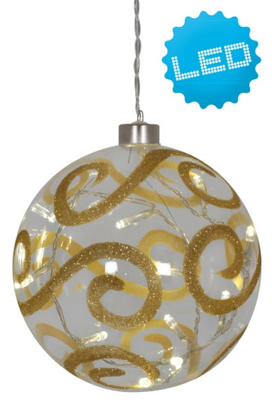 Dekorierter Weihnachtskugel-Anhänger an Tannenzweig