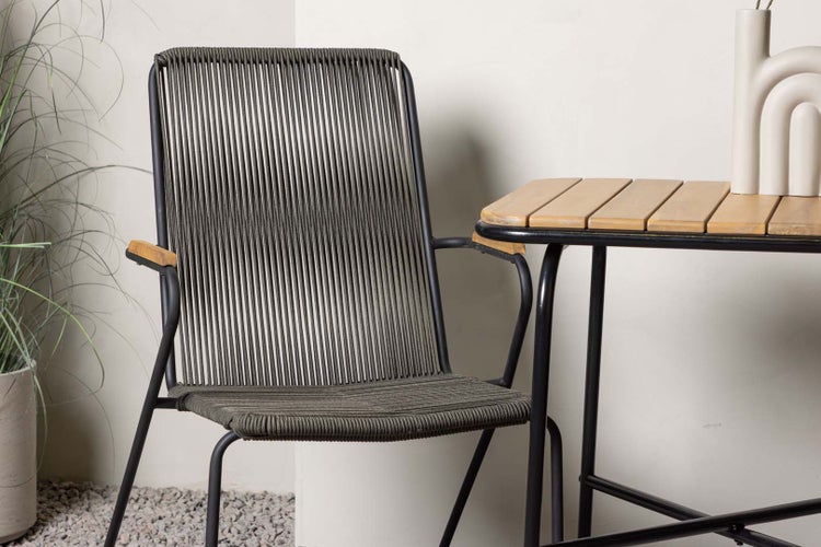 Holmbeck Gartenset Tisch, 2 Stühle  natur,schwarz. 88 X 70 X 74 cm
