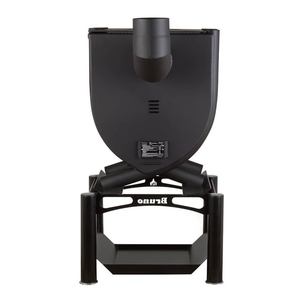 Rückansicht des Pizzaofens mit Ablage für Brennholz