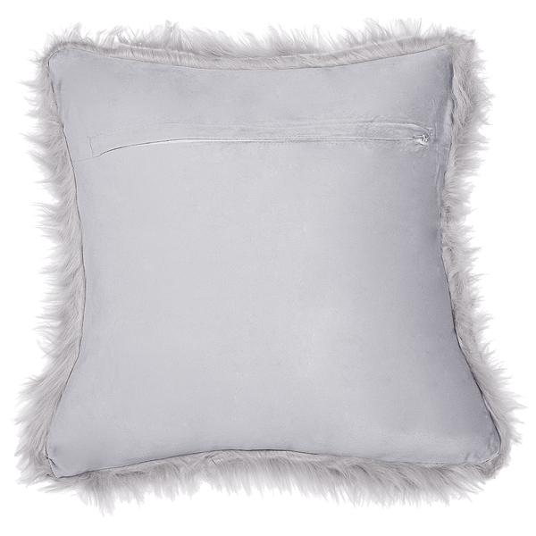 Dekokissen 2er Set LUBHA Webpelz 42 x 42 cm Hellgrau Ohne Muster