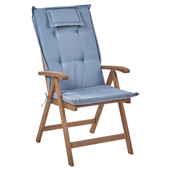 Bistro Set inkl. Kissen klappbar AMANTEA Akazienholz Blau