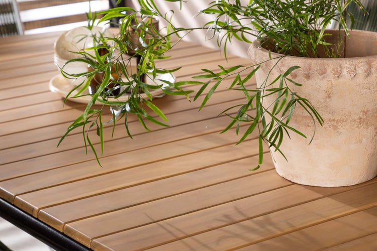 Holmbeck Gartenset Tisch 90x200cm natur, 6 Stühle Bois grün. 90 X 200 X 75 cm