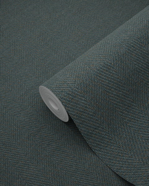 Origin Wallcoverings Tapete Fischgrätmuster Petrolblau - 53 cm x 10.05 m - 347662