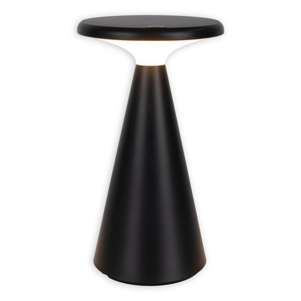 Solar-Akku-Tischleuchte Palu für Außen und Innen, aus Kunststoff in Schwarz , 20 cm hoch
