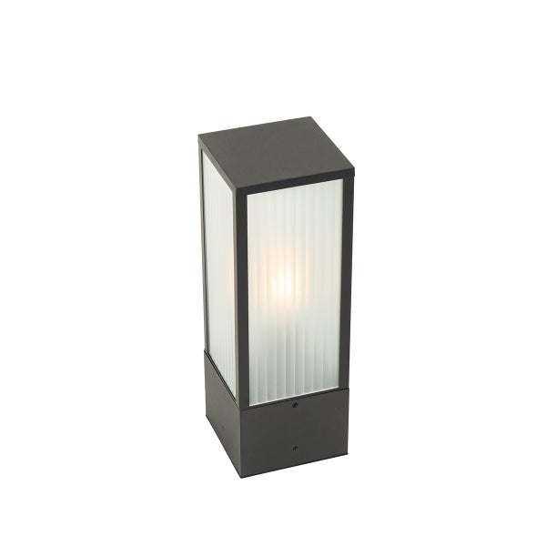 Stehende Außenleuchte schwarz mit geripptem Glas 40 cm IP44 - Charlois