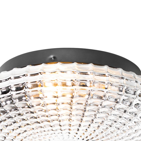Klassische Deckenleuchte schwarz mit Rauchglas 23 cm IP44 - Nohmi