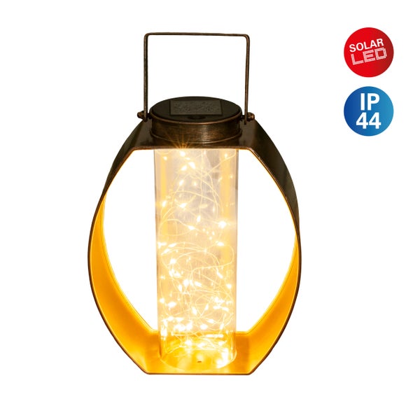 Dekorative Solarleuchte mit einem Glaszylinder und Lichterkette