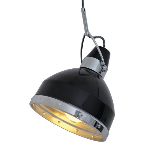 Schwarze Pendelleuchte mit Chromdetails