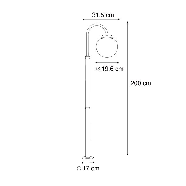 Moderne Laterne schwarz mit Klarglas 200 cm IP44 - Sfera