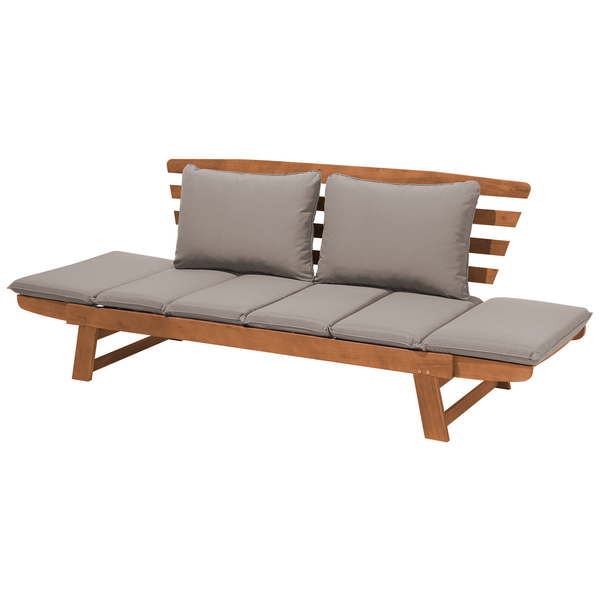 Gartenbank mit Auflage PORTICI 210 cm Eukalyptusholz Hellbraun / Taupe