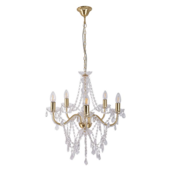 Kronleuchter mit fünf Lampen und Kristalldekoration