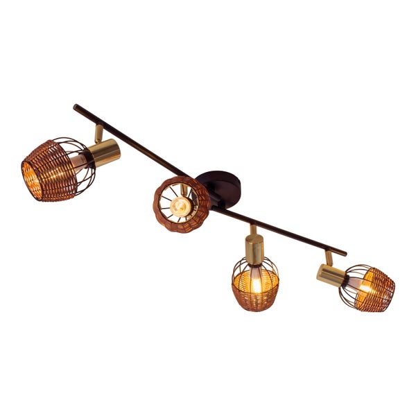 4er Deckenleuchte CORBIS,  Spot aus Metall in Schwarz, und Gold, mit E14-Fassung, für Esszimmer, Wohnzimmer, Diele oder Büro, Deckenlampe innen, 78 cm lang