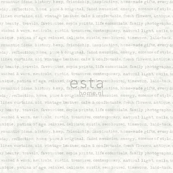 ESTAhome Tapete Texte Grau auf weißem meliertem Hintergrund - 53 cm x 10.05 m - 148339
