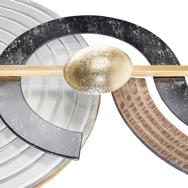 Wanddekoration aus Metall mit Kreisformen und Kugelelement