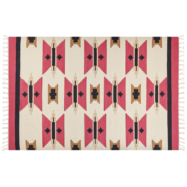 Kelim Teppich Baumwolle mehrfarbig 200 x 300 cm geometrisches Muster Kurzflor GARNI
