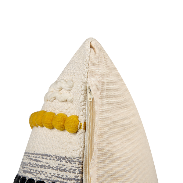 Dekokissen 2er Set ARDISIA Baumwolle 40 x 60 cm Hellbeige Streifenmuster