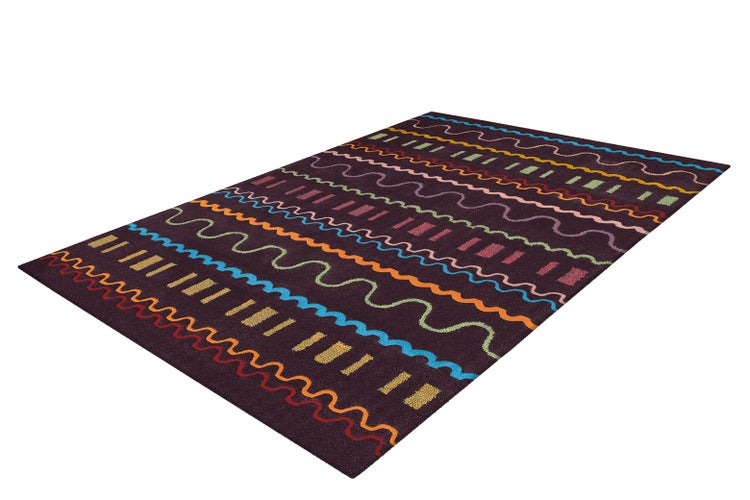 Kurzflor Teppich Folarin Multi / Violett Modern 140 x 200 cm