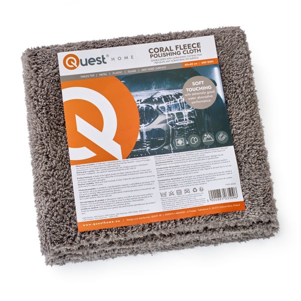 Quest Home Poliertuch aus Korallenvlies, doppelseitig mit Ultraschallzuschnitt, 40 x 40 Zentimeter