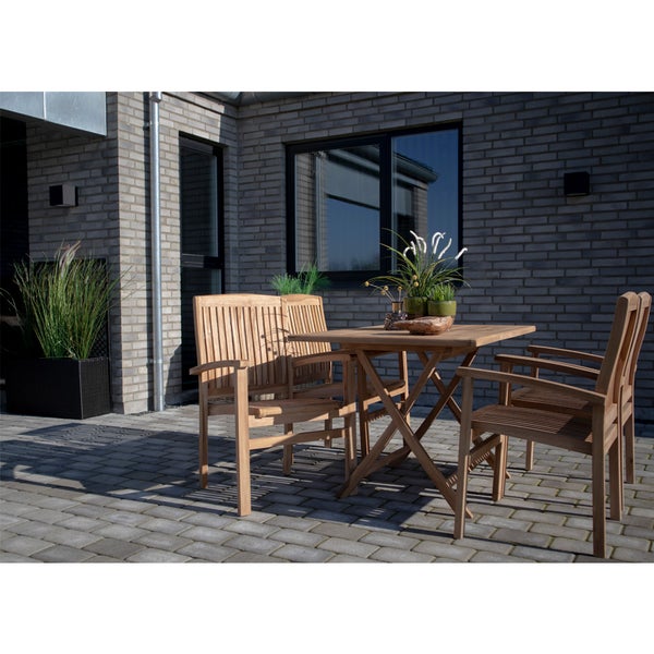 Oline Gartentisch 80x120 cm Teakholz massiv. 80 X 120 X 75 cm