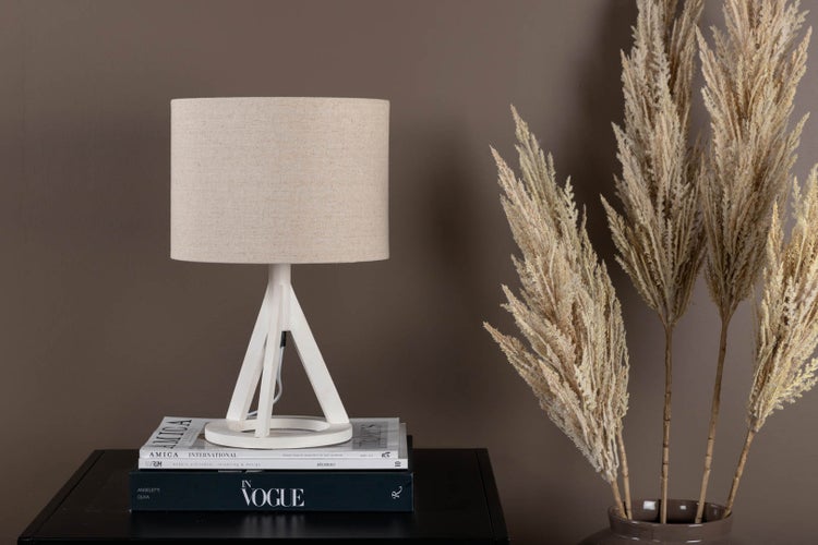 Kona Beleuchtung Tischlampe 25x18x50,5cm stof beige, weiß. 18 X 25 X 51 cm