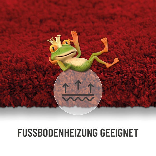 Hochflor Teppich für Fußbodenheizung geeignet.