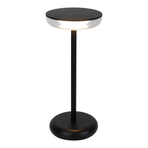 Akku-Tischleuchte PASI für Außen und Innen, aus Metall und Kunststoff in Schwarz, dimmbar, mit Touch- und Memory-Funktion, ca. 26 cm hoch