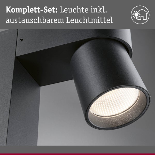 Seewasserfeste Wegeleuchte für den Außenbereich in moderner Ausführung bei einem Haus in Küstennähe.