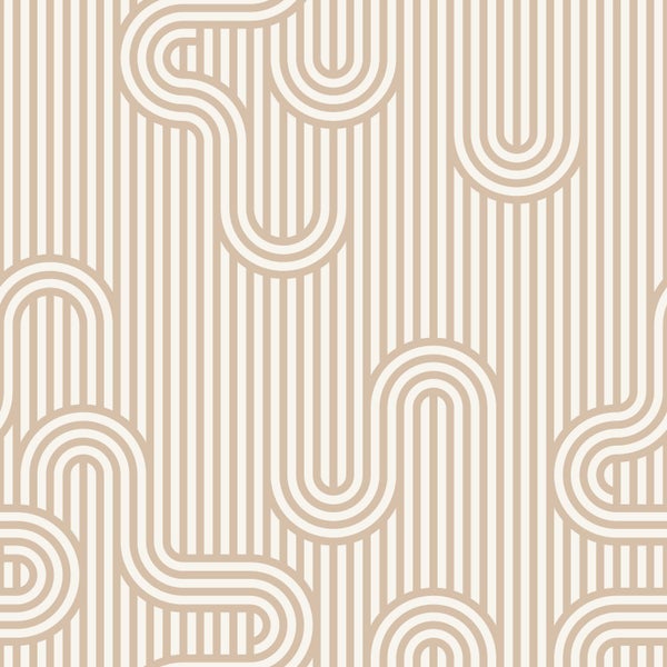 ESTAhome Tapete grafische Linien Beige und Weiß - 50 x 900 cm - 131023