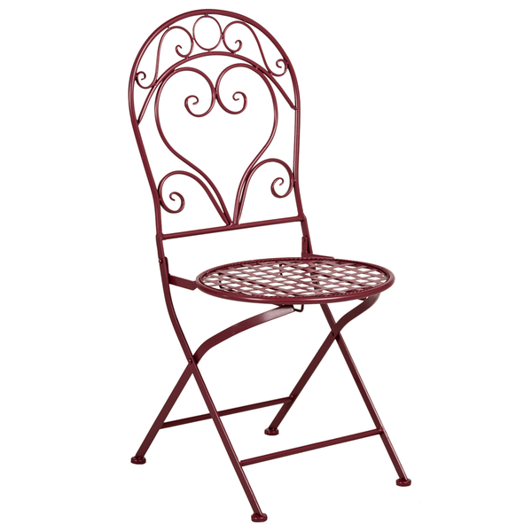 Gartenstuhl aus Metall, klappbar, mit herzförmigem Design