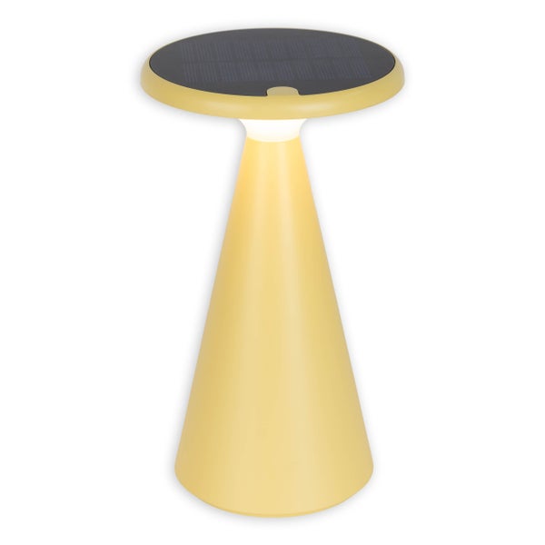 Solar-Akku-Tischleuchte Palu für Außen und Innen, aus Kunststoff in Gelb , 20 cm hoch