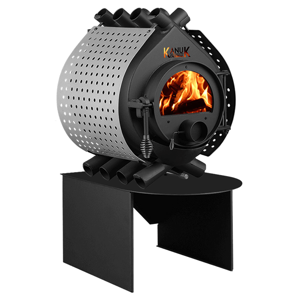 Kaminofen mit Sichtfenster und Holzfeuer