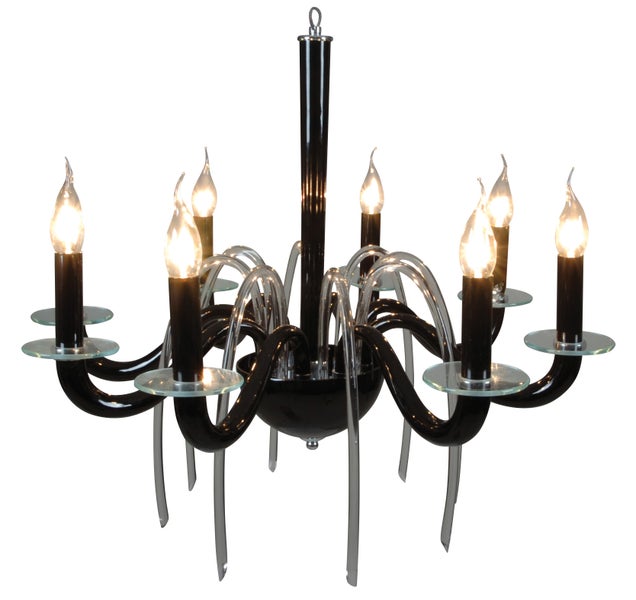 Kronleuchter mit acht Leuchten und klaren Glasdetails