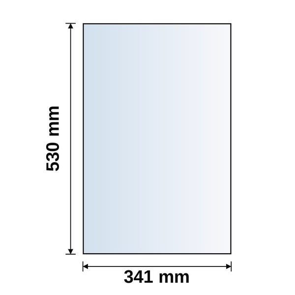 Rechteckiges Paneel mit einer Höhe von 530 Millimetern und einer Breite von 341 Millimetern.