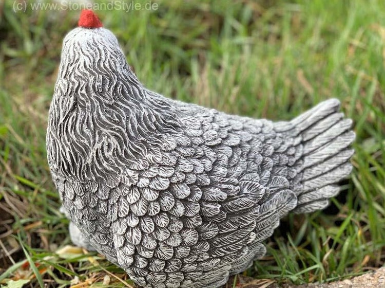Gartenfigur Huhn aus Stein für den Außenbereich