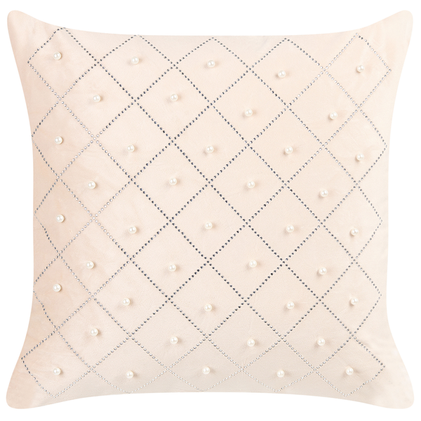 Dekokissen 2er Set YARROW Samtstoff 45 x 45 cm Beige Geometrisches Muster