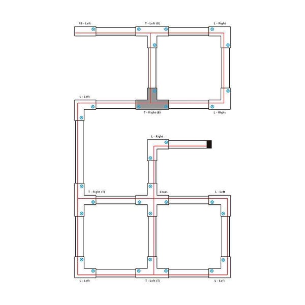 Schematische Darstellung eines Rohrleitungssystems mit verschiedenen Verbindungsstücken