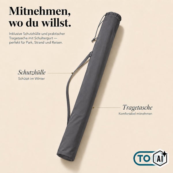 Tragetasche und Schutzhuelle mit Schultergurt fuer den Transport von Produkten der Marke TOM