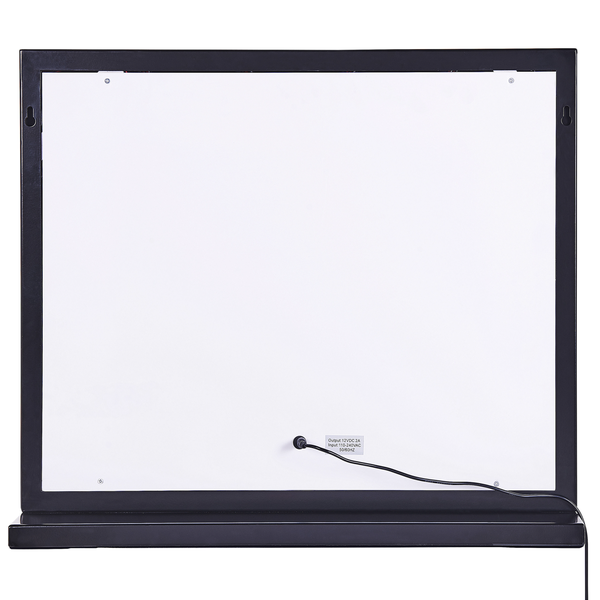 Rückansicht einer Leuchtreklame mit schwarzem Rahmen und weißer Fläche