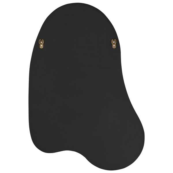 Rückseite eines Spiegels mit unregelmäßiger Form und Aufhängungen