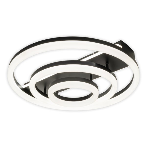 LED-CCT-Deckenleuchte CIRCULO aus schwarzem Metall und sandfarbenem Kunststoff Ø 60 cm