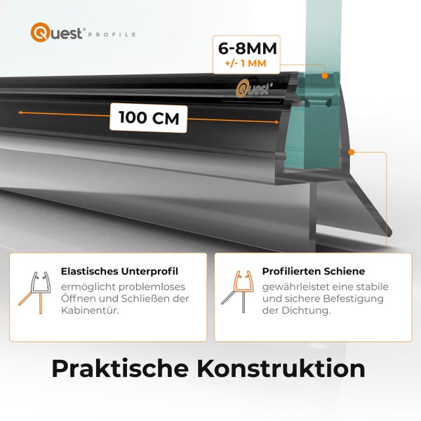 Quest Profile Dichtungsprofil mit den Maßen 100 Zentimeter und 6 bis 8 Millimeter