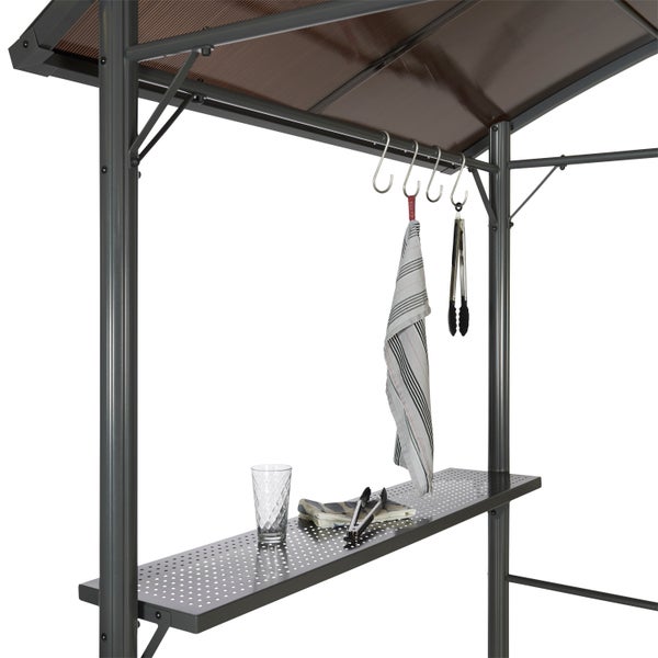 Profi-Grillpavillon mit Polycarbonatdach, 245 x 150 x 234 cm, anthrazit